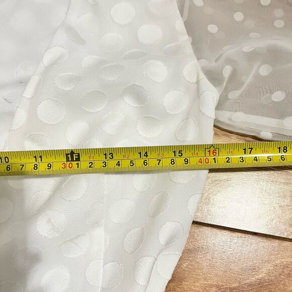 Keepsake See You Now White Polka Dot Wrap Dress Size S Long Sleeve Chiffon - Picture 10 of 11